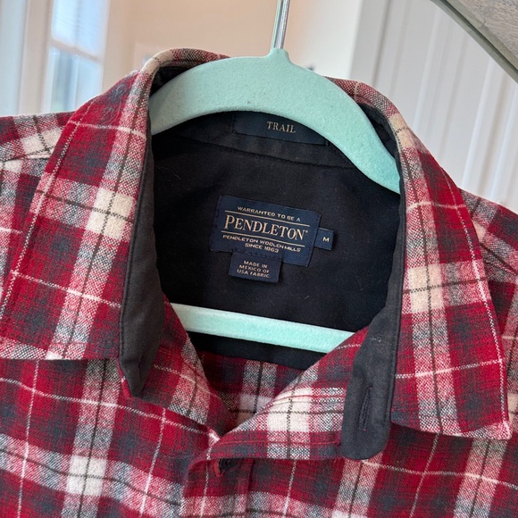 Pendleton Wool Trail Plaid Shirt Men's medium Flannel Button Up Elbow Patches - Picture 10 of 10